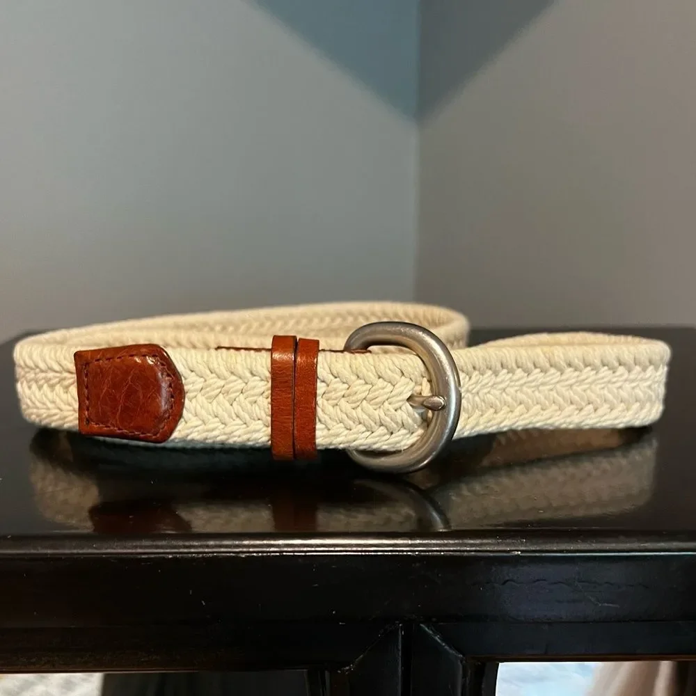 J. Crew Leather and Cotton Belt with Silver Buckle